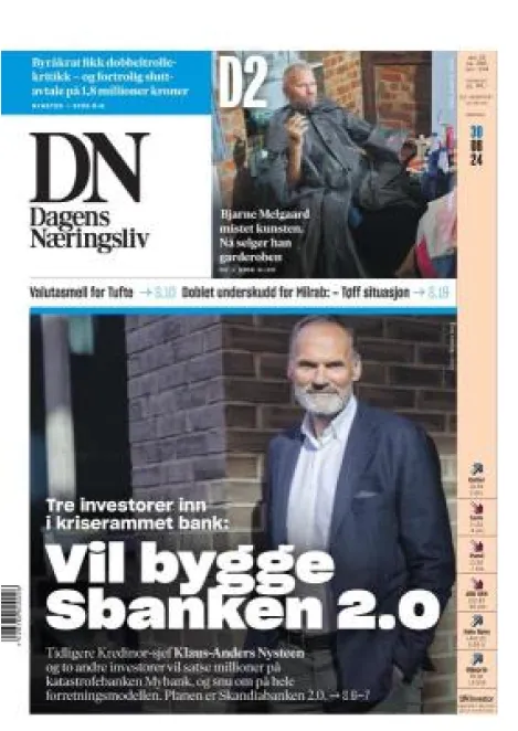 DN avis med artikkel om Heder Bank - medieomtale av banken